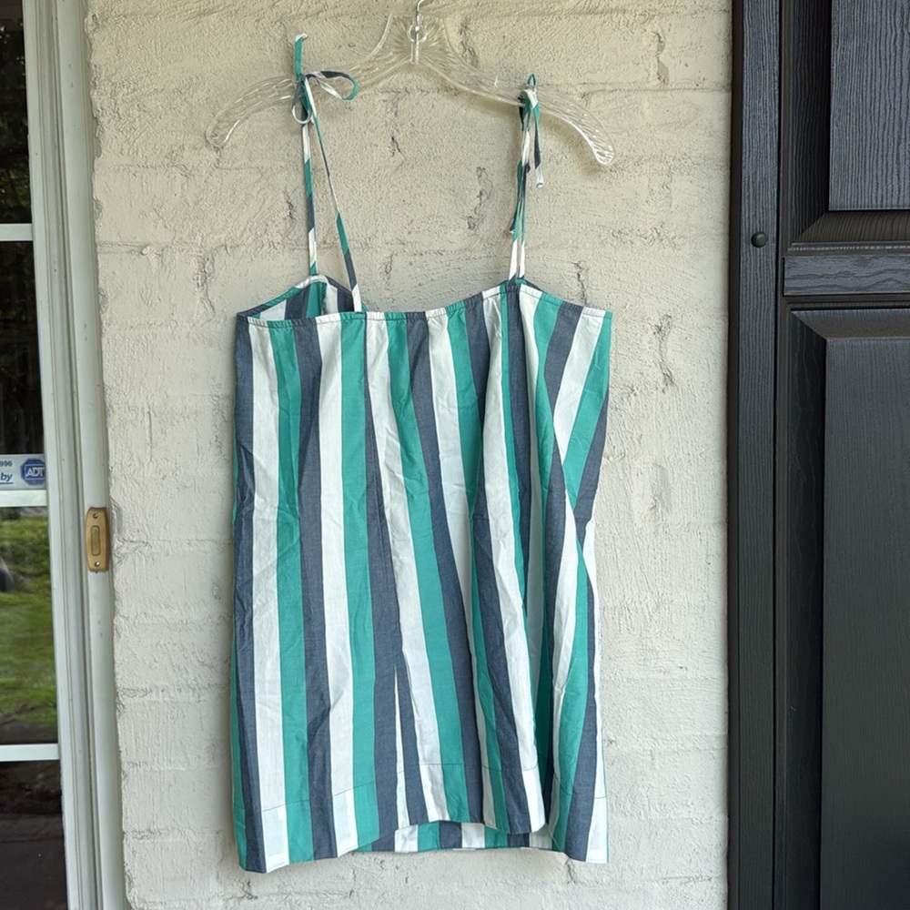 NWT By Anthropologie Aqua/Gray/White Striped Cotton Shift Dress Size Small - Picture 9 of 14